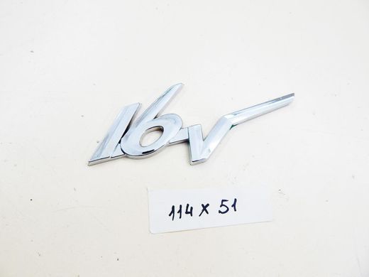Купить Эмблема надпись 16V для Citroen (Хром) 114х51 мм (на скотче) 90041 Эмблема надпись на иномарки