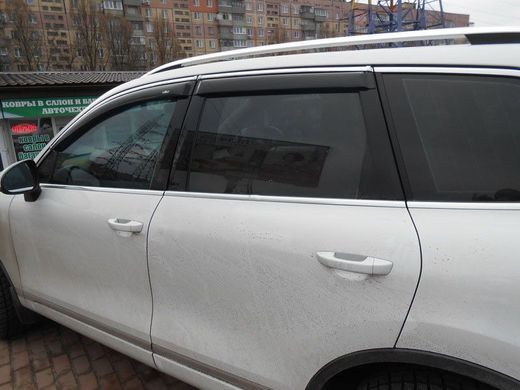 Купити Дефлектори вікон вітровики для Volkswagen Touareg 2010- 4дв Хром молдинг 35653 Дефлектори вікон Volkswagen