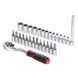 Купить Набор головок 1/4" 4-14 мм., TORX, PH, HEX, SL, удлинитель, рукоятка с храповым механизмом 72 зуба, 28 ед., CrV STORM INTERTOOL ET-8018 77822 Торцевые головки, шестигранники и звезды - 2 фото из 7
