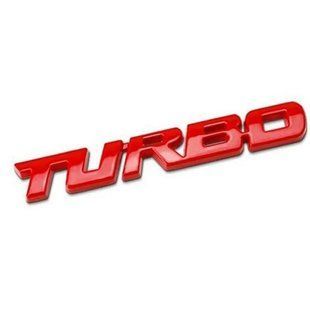 Купити Емблема напис TURBO 120х14 мм Червоний метал на скотчі (Завод) 89344 Емблема напис на іномарки