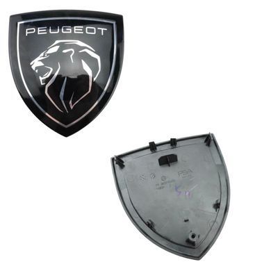Купить Эмблема решетки Peugeot 408X черная 145х150х30 мм (на направляющих) OEM 9837102480 94807 Эмблемы на иномарки