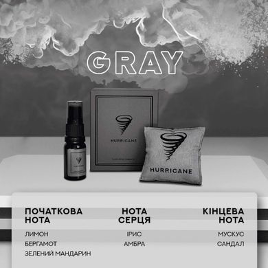Купити Ароматизатор автомобільний Hurricane Grey Standart NEW (В комплекті Спрей 10 мл) 82166 Ароматизатори Hurricane Premium