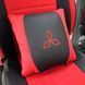 Купить Подушка в авто с логотипом Mitsubishi Антара-Экокожа Черно-Красная 1 шт 60180 Подушки на подголовник - под шею - 3 фото из 4
