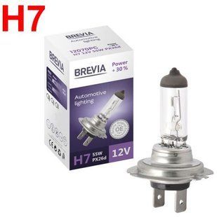 Купить Автолампа галогенная Brevia +30% H7 12V 55W 1 шт (12070PC) 38219 Галогеновые лампы Brevia