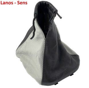 Купить Чехол для ручки КПП Модельный Lanos - Sens рамкой Кожа Черно-Серый 58987 Чехлы и ручки КПП