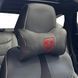 Купить Подушка на подголовник с логотипом Dodge Экокожа 3D Цветной лого Черная-Коричневый кант 1 шт 91821 Подушки на подголовник - под шею
