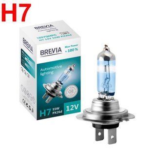 Купить Автолампа галогенная Brevia Max Power +100% H7 12V 55W 1 шт (12070MPC) 38221 Галогеновые лампы Brevia