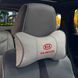Купить Подушка на подголовник с логотипом Kia Экокожа 3D Цветной лого Серые-Серый кант 1 шт 91691 Подушки на подголовник - под шею