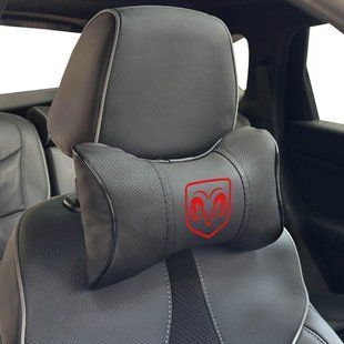 Купити Подушка на підголівник з логотипом Dodge Екошкіра 3D Кольоровий лого Чорна-Чорний кант 1 шт 91824 Подушки на підголовник - під шию