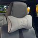 Купити Подушка на підголівник з логотипом Peugeot Екошкіра 3D Кольоровий лого Сірі-Сірий кант 1 шт 91635 Подушки на підголовник - під шию