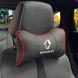 Купить Подушка на подголовник с логотипом Renault Экокожа 3D Цветной лого Черные-Красный кант 1 шт 91587 Подушки на подголовник - под шею