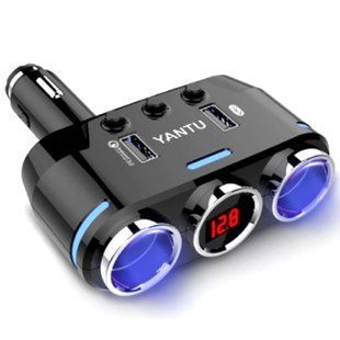 Купити Автомобільний розгалужувач прикурювача YANTU 3 в 1 USB 12/24 V Type C 86229 Зарядний пристрій - USB Адаптери - Розгалужувачі - FM Модулятори