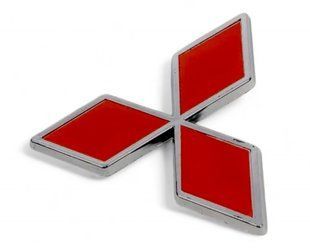 Купити Емблема Mitsubishi Хром - Червона в кермо 36х36 мм на скотчі 17253 88514 Емблеми на іномарки