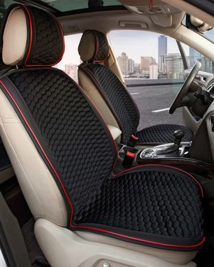 Купити Накидки для сидінь Алькантара Palermo Premium комплект Чорні Червоні кант 9905 Накидки для сидінь Premium (Алькантара)