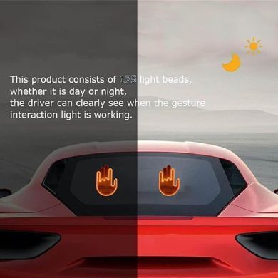 Купить Подсветка автомобильная LED-ладонь рука на заднее стекло для жестов (Gesture fan fak car Led) 73545 Подсветки - Стопы внутрисалонные