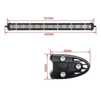 Купить Светодиодная Балка фара LED / 345x50x25 mm / 36W / 3W*12 / 10-30V / Дальний свет 1 шт (D4-36W) 8316 Балка LED