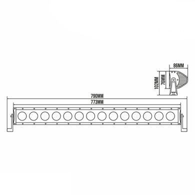 Купить Фара-LED Балка 773*76*86mm 140W (10W*14) 10-30V COMBO BELAUTO (BOL1410C) (1шт) IP69 8461 Балка LED