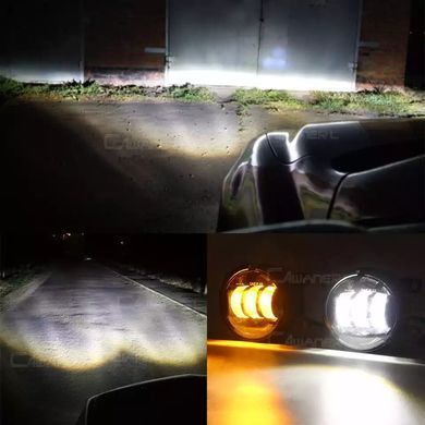 Купити Протитуманні LED Фари круглі D101 mm 12V євро роз'єм регулювання Жовте та Біле світло 2 шт 10065 Протитуманні фари LED з лінзою і світло-тіньової кордоном