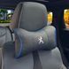 Купити Подушка на підголівник з логотипом Peugeot Екошкіра 3D Кольоровий лого Чорна-Синій кант 1 шт 91638 Подушки на підголовник - під шию