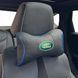 Купить Подушка на подголовник с логотипом Land Rover Экокожа 3D Цветной лого Черная-Синий кант 1 шт 91830 Подушки на подголовник - под шею