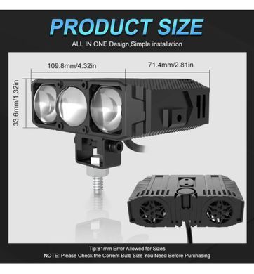 Купити LED Фара Світлодіодні три лінзи 85W 8500Lm 6500K / 3200K DC9-30V IP66 (E06L) 1шт 101107 Мигалки - Стробоскопи