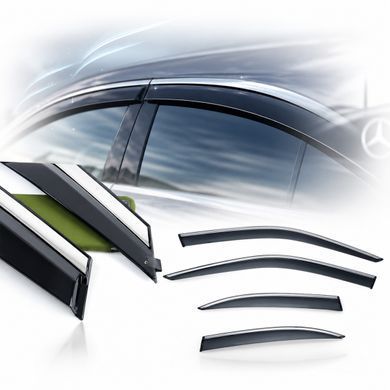 Купить Дефлекторы окон ветровики Benke для Mercedes-Benz ML 350 W164 2005-2011 Молдинг Нержавейка 3D (BBZML0523-W/S) 101325 Дефлекторы окон Mercedes-Benz