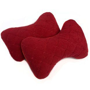 Купити Подушка на підголовник тканина алькантара червона (2шт) 26299 Подушки на підголовник - під шию