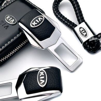 Купить Набор автомобилиста №10 для Kia / Заглушки ремня безопасности с логотипом / Брелок и чехол для ключей / Кожа Наппа 38718 Подарочные наборы для автомобилиста