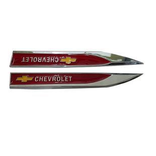 Купить Эмблема крыла Chevrolet 2 шт 148х18 ммКрасные (металл) 90505 Эмблемы на иномарки