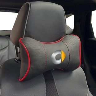 Купить Подушка на подголовник с логотипом Smart Экокожа 3D Цветной лого Черная-Красный кант 1 шт 91849 Подушки на подголовник - под шею