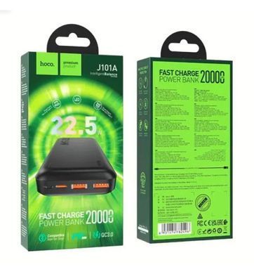 Купить Power Bank Портативный Аккумулятор Hoco J101A PD20W+QC3.0 (22.5W) 20000 mAh портативная батарея повербанк 2xUSB 100917 Портативные зарядные устройства Power Bank (Повербанк)