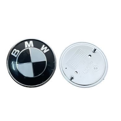 Купить Эмблема Bmw 73-74мм черно-Белая пластик+Металл (на 2 штифтах) OEM 51148219237 90355 Эмблемы на иномарки