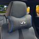 Купить Подушка на подголовник с логотипом Infiniti Экокожа 3D Цветной лого Черная-Синий кант 1 шт 91702 Подушки на подголовник - под шею