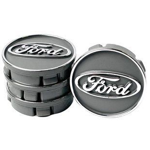 Купить Колпачки на литые диски Ford 60 х 55 мм объемный логотип Серые 4 шт 60480 Колпачки на титаны