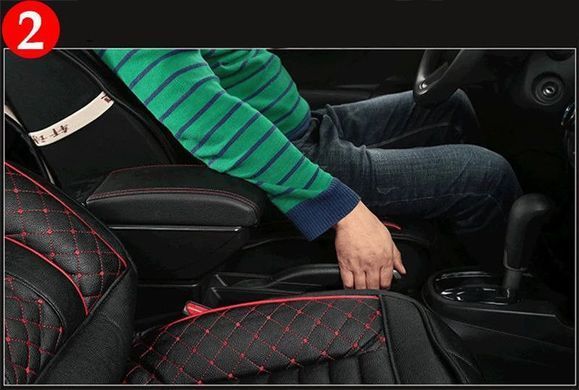 Купити Підлокітник Універсальний Milex 135x320x150 см 7 USB Чорний - Червона нитка 36579 Підлокітники в авто