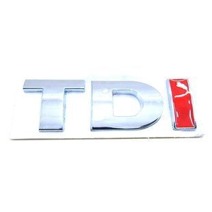 Купить Эмблема надпись TDI буквы TD-Хром I-Красная 85х25 мм для Volkswagen металл на скотче (Завод) 88471 Эмблема надпись на иномарки