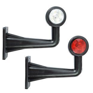 Купить Габаритные огни LED для грузовиков Рожки 24V / кривой 16 см Линза / Красный-Белый 2 шт (Л 065) 5752 Габариты рожки