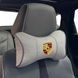 Купить Подушка на подголовник с логотипом Porsche Экокожа 3D Цветной лого Серые-Серый кант 1 шт 91771 Подушки на подголовник - под шею - 1 фото из 4