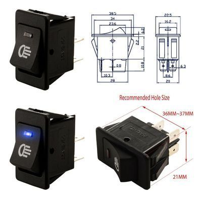 Купити Кнопка Перемикач клавішний 12V (On/Off) 4 Контакт 20,2x34,2 мм Синє Підсвічування (Q3678) 66017 Кнопки - Тумблери - Клавіші