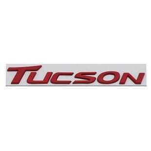 Купить Эмблема надпись TUCSON для Hyundai Красная 32х217 мм металл на скотче (Завод) 89549 Эмблема надпись на иномарки