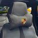 Купить Подушка на подголовник с логотипом Porsche Экокожа 3D Цветной лого Черная-Коричневый кант 1 шт 91773 Подушки на подголовник - под шею