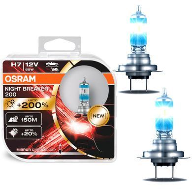 Купить Автолампа галогенная Osram Night Breaker +200% 12V H7 55W 2 шт (64210NB200-HCB) 57466 Галогеновые лампы Osram