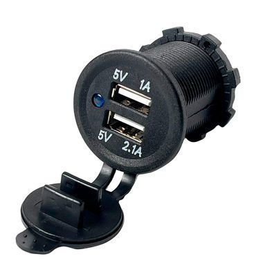 Купити Гніздо прикурювача під 2 USB 12-24V 5V 2,1-1A Синій індикатор 1 шт 62909 Зарядний пристрій - USB Адаптери - Розгалужувачі - FM Модулятори